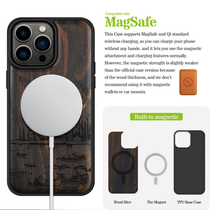 Serene Wilderness, Classic Engraved Wood & TPU Case - Artisanal Cover for Apple iPhone