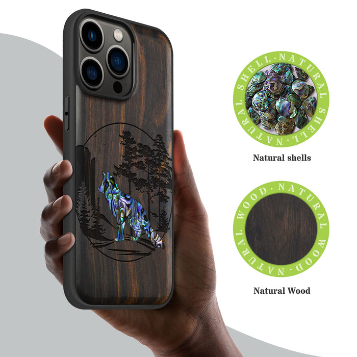 A Journey Through the Forest, Hand-Inlaid Wood & Mother of Pearl Case - Artisanal Cover for Apple iPhone