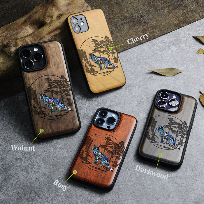 A Journey Through the Forest, Hand-Inlaid Wood & Mother of Pearl Case - Artisanal Cover for Apple iPhone