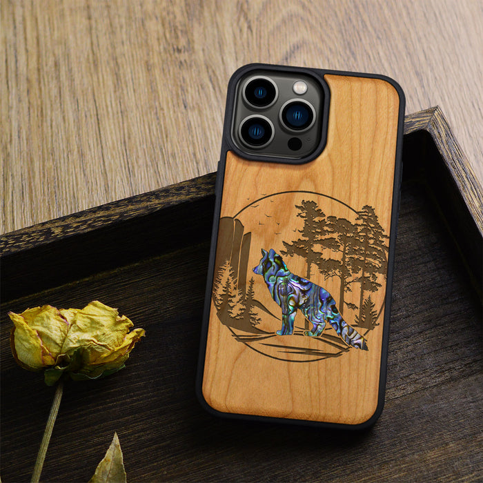 A Journey Through the Forest, Hand-Inlaid Wood & Mother of Pearl Case - Artisanal Cover for Apple iPhone