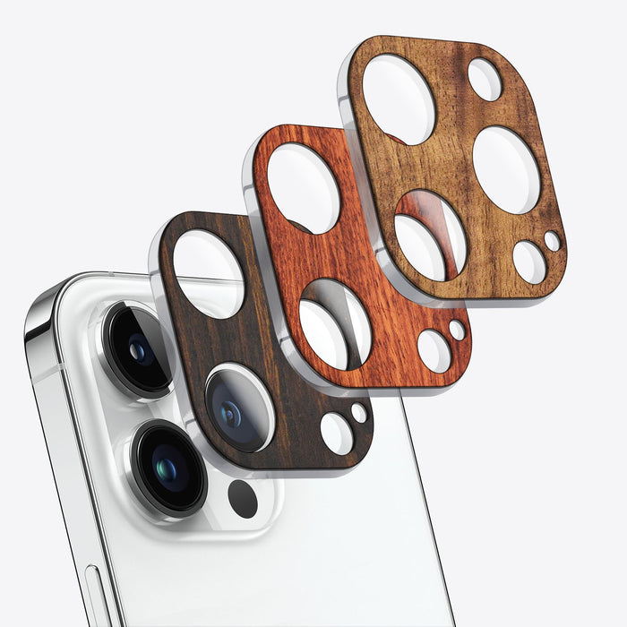 Hand-Inlaid Wooden Camera Lens Protector for Apple iPhone