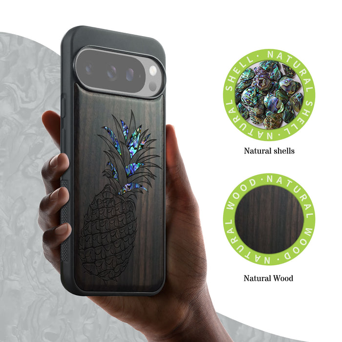 The Pineapple Fruit Design, Hand-Inlaid Wood & Mother of Pearl Case - Artisanal Cover for Google Pixel