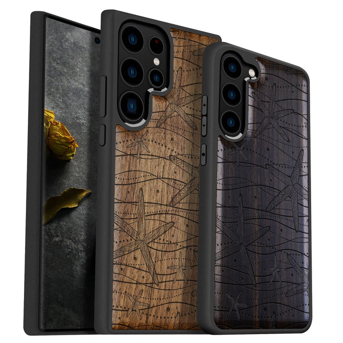 The Starfish Tapestry, Classic Engraved Wood & TPU Case - Artisanal Cover for Samsung Galaxy