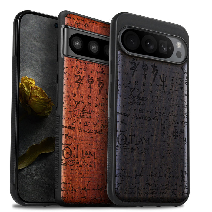 Lorem Ipsum Newsprint Pattern, Classic Engraved Wood & TPU Case - Artisanal Cover for Google Pixel