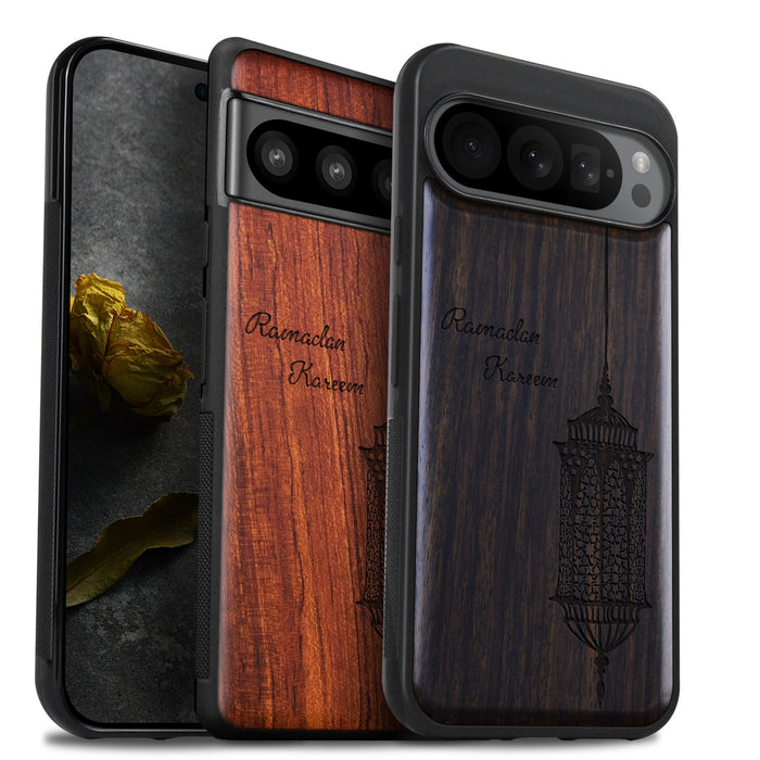 Luminous Blessings, Classic Engraved Wood & TPU Case - Artisanal Cover for Google Pixel