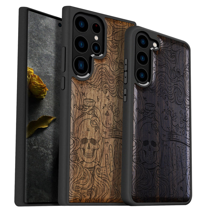 Zodiac Mystique, Classic Engraved Wood & TPU Case - Artisanal Cover for Samsung Galaxy