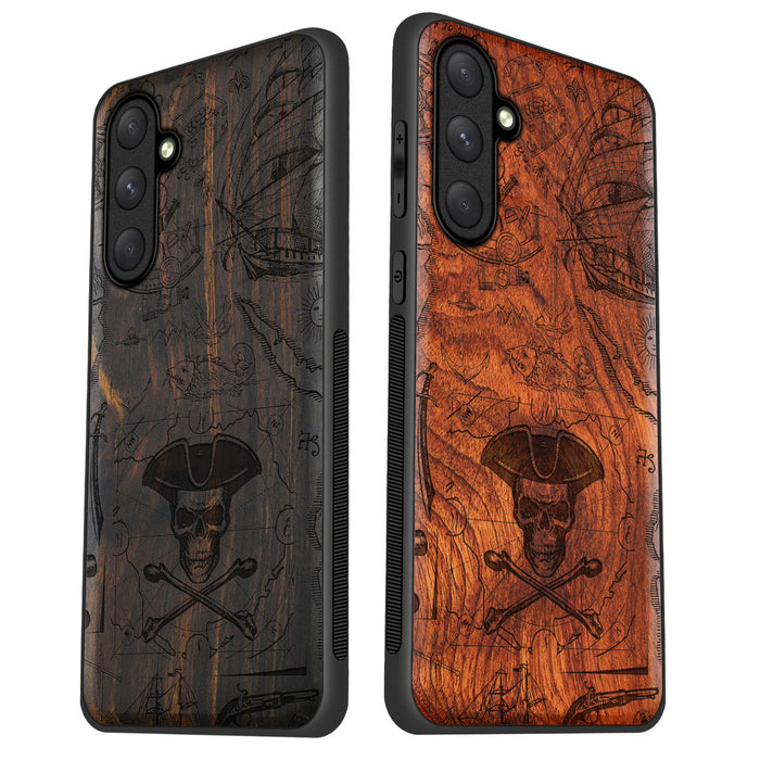 The Pirate's Legacy, Classic Engraved Wood & TPU Case - Artisanal Cover for Samsung Galaxy