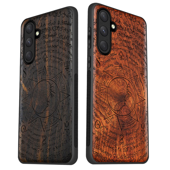 A Manuscript Enigma, Classic Engraved Wood & TPU Case - Artisanal Cover for Samsung Galaxy