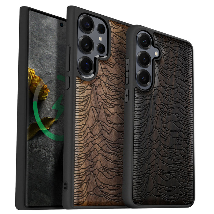 Echo Waves Classic Engraved Wood & TPU Case Samsung Galaxy Artisanal Case View