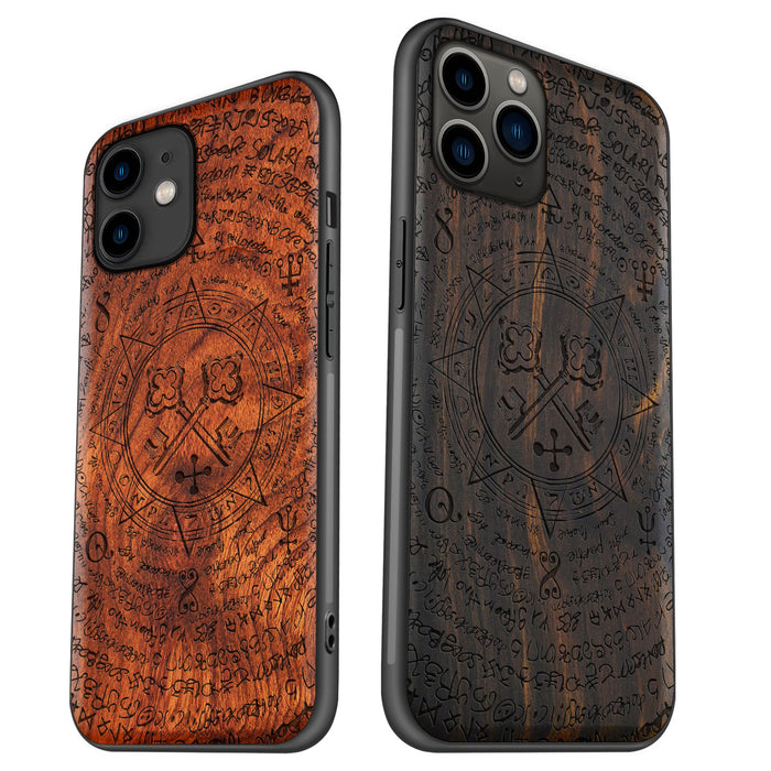 A Heraldic Enigma, Classic Engraved Wood & TPU Case - Artisanal Cover for Apple iPhone