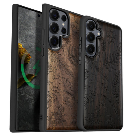 Floral Vintage Classic Engraved Wood & TPU Case Samsung Galaxy Artisanal Case View