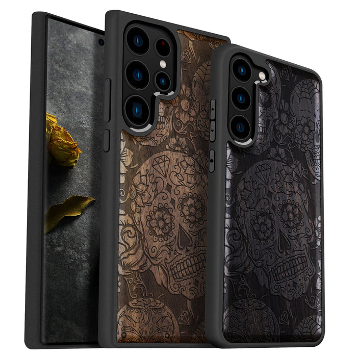 Dance of the Sugar Skulls, Classic Engraved Wood & TPU Case - Artisanal Cover for Samsung Galaxy