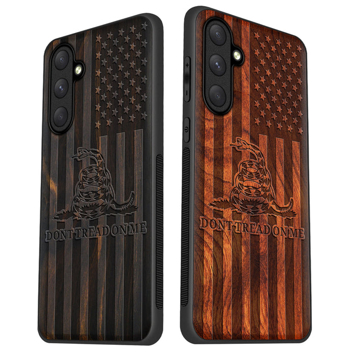 Gadsden and the American Flag, Classic Engraved Wood & TPU Case - Artisanal Cover for Samsung Galaxy