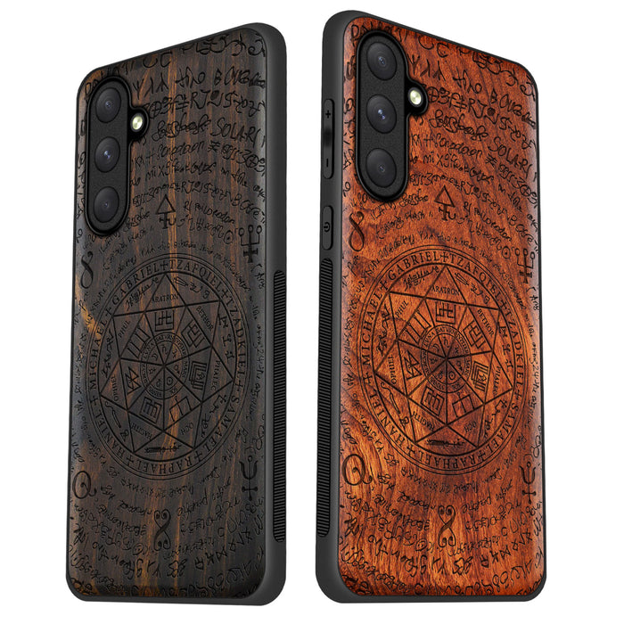 The Sacred Seals, Classic Engraved Wood & TPU Case - Artisanal Cover for Samsung Galaxy