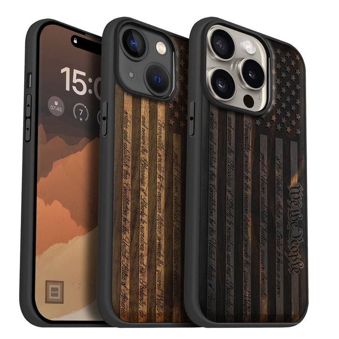 Classic Engraved Wood & TPU Case - Artisanal Cover for Apple iPhone