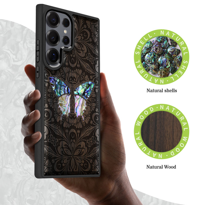 The Wonder, Hand-Inlaid Wood & Mother of Pearl Case - Artisanal Cover for Samsung Galaxy
