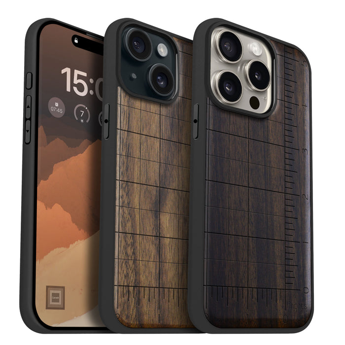 Measuring the Fine Details, Classic Engraved Wood & TPU Case - Artisanal Cover for Apple iPhone