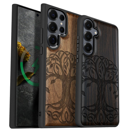 Celtic Roots Classic Engraved Wood & TPU Case Samsung Galaxy Artisanal Case View