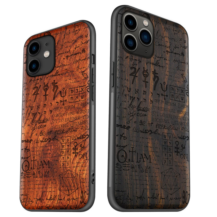 Lorem Ipsum Newsprint Pattern, Classic Engraved Wood & TPU Case - Artisanal Cover for Apple iPhone