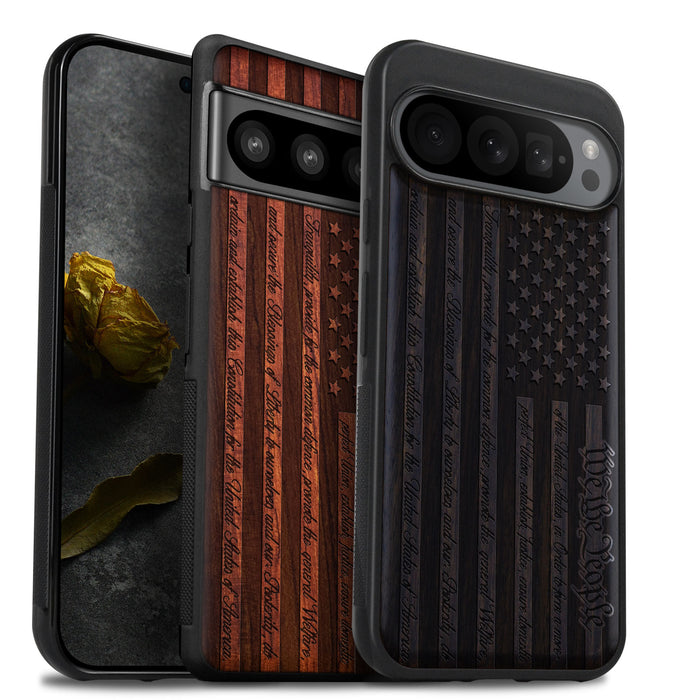 Classic Engraved Wood & TPU Case - Artisanal Cover for Google Pixel