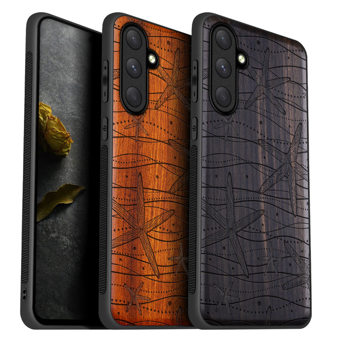 The Starfish Tapestry, Classic Engraved Wood & TPU Case - Artisanal Cover for Samsung Galaxy