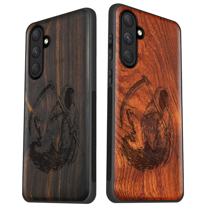 The Grim Reaper, Classic Engraved Wood & TPU Case - Artisanal Cover for Samsung Galaxy