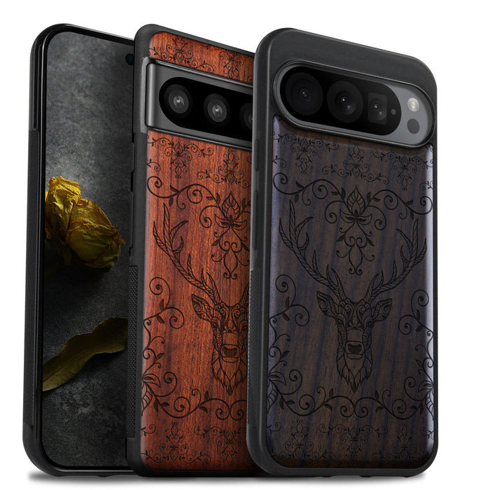 Elegance of the Enchanted Forest, Classic Engraved Wood & TPU Case - Artisanal Cover for Google Pixel