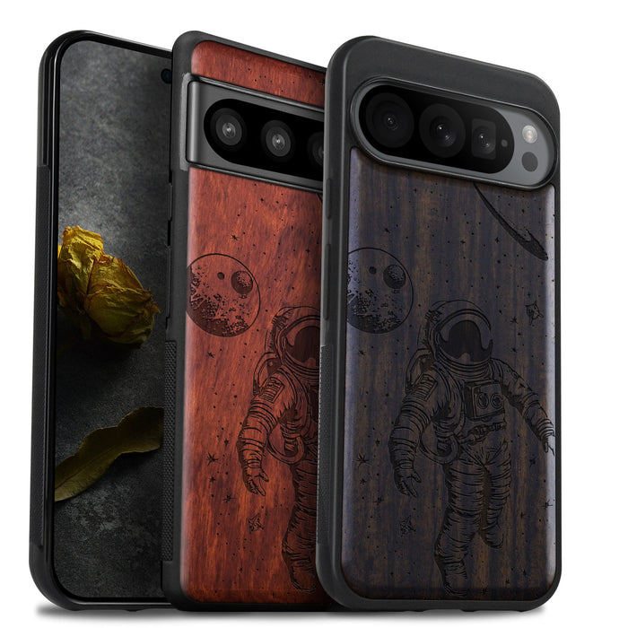 A Celestial Odyssey, Classic Engraved Wood & TPU Case - Artisanal Cover for Google Pixel