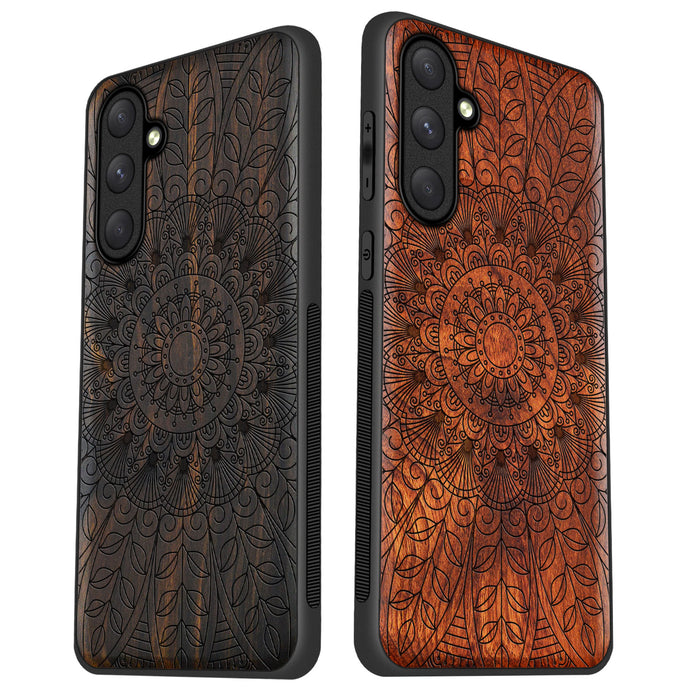 Das halbe Mandala-Spitzenmuster, Classic Engraved Wood & TPU Case - Artisanal Cover for Samsung Galaxy