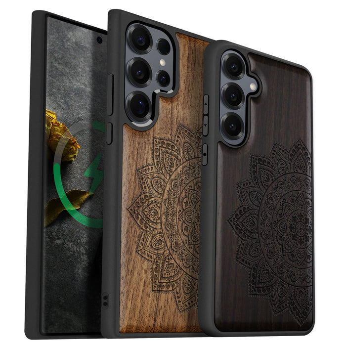 Lace Mandala Classic Engraved Wood & TPU Case Samsung Galaxy Artisanal Case View