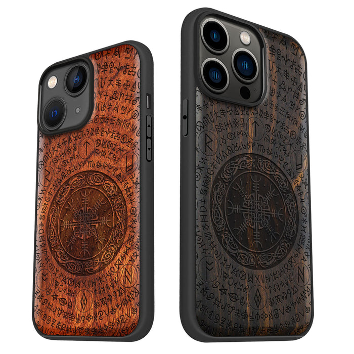 The Shield of Dragons and Awe, Classic Engraved Wood & TPU Case - Artisanal Cover for Apple iPhone