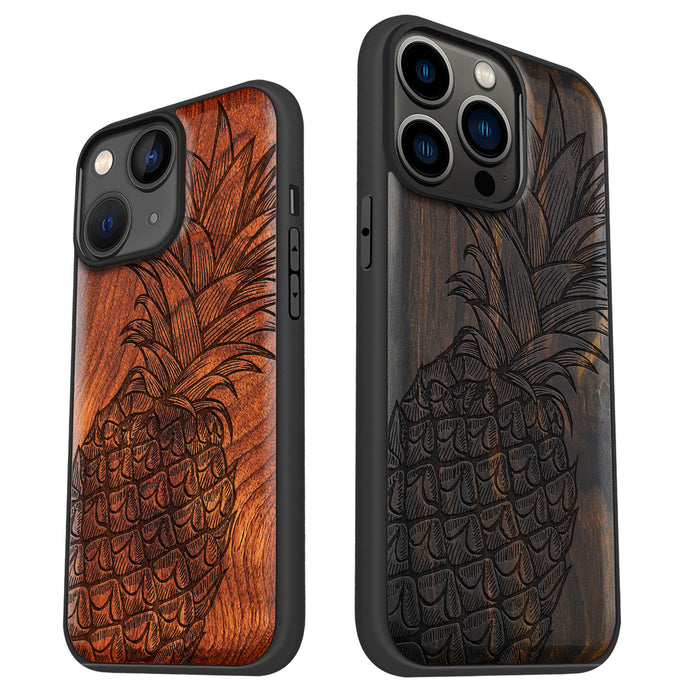 The Pineapple Fruit Design, Classic Engraved Wood & TPU Case - Artisanal Cover for Apple iPhone