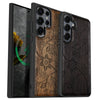 Vintage Fantasy Flowers Classic Engraved Wood & TPU Case Samsung Galaxy Artisanal Case View