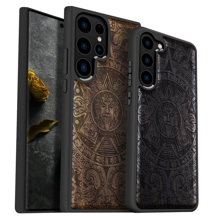 Echoes of the Maya, Classic Engraved Wood & TPU Case - Artisanal Cover for Samsung Galaxy