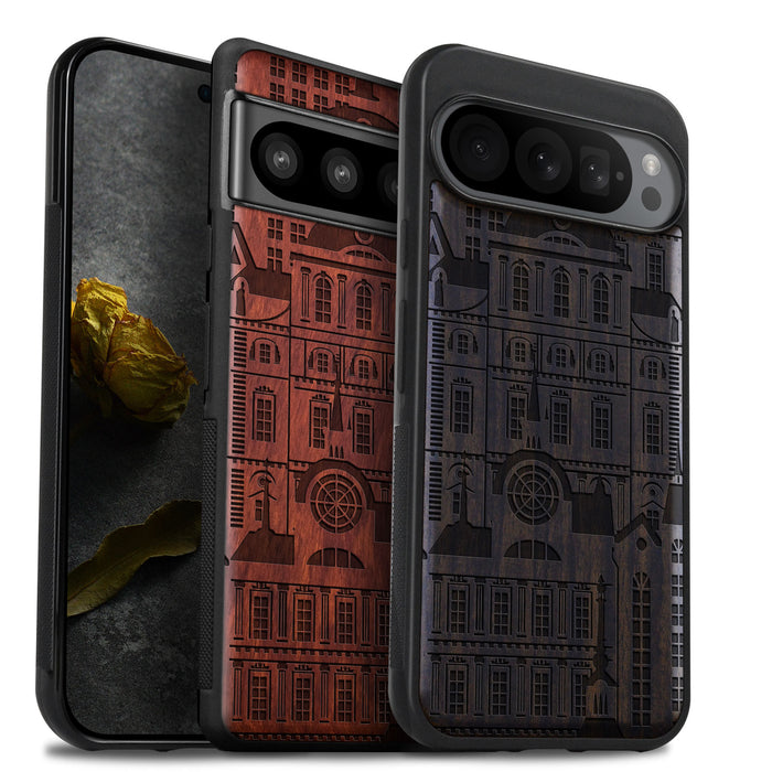 The Classical Ensemble, Classic Engraved Wood & TPU Case - Artisanal Cover for Google Pixel