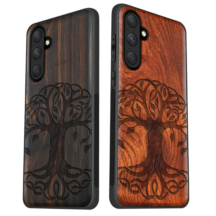 The Celtic Tree of Life, Classic Engraved Wood & TPU Case - Artisanal Cover for Samsung Galaxy