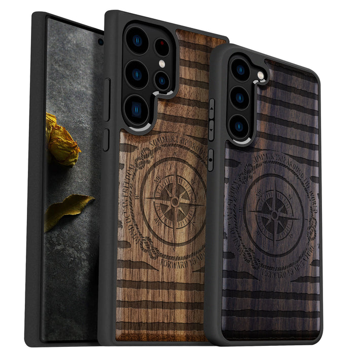 Charting the Course, Classic Engraved Wood & TPU Case - Artisanal Cover for Samsung Galaxy