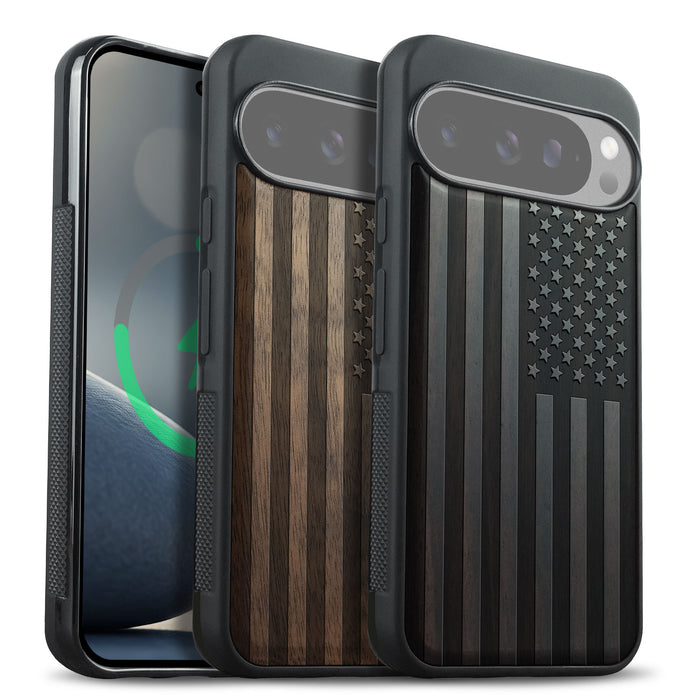 Bold Glory, Classic Engraved Wood & TPU Case - Artisanal Cover for Google Pixel