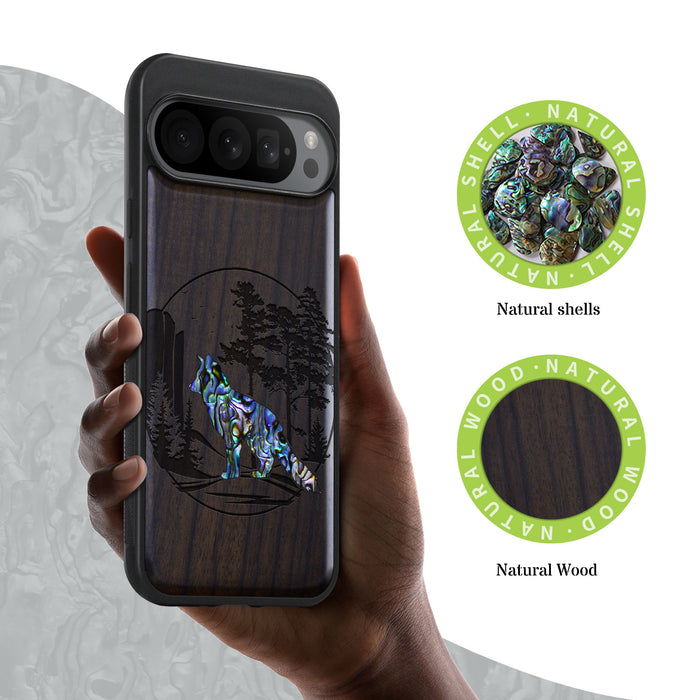 A Journey Through the Forest, Hand-Inlaid Wood & Mother of Pearl Case - Artisanal Cover for Google Pixel