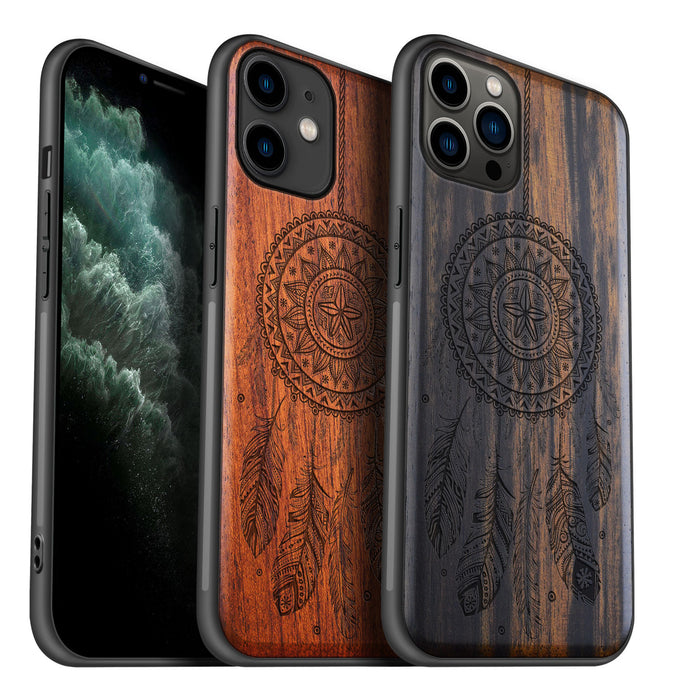 A Dance of Flora and Avian, Classic Engraved Wood & TPU Case - Artisanal Cover for Apple iPhone