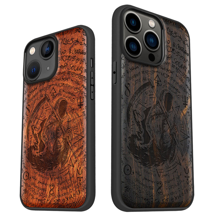 The Reaper's Scythe, Classic Engraved Wood & TPU Case - Artisanal Cover for Apple iPhone