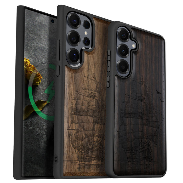 Sailboat Calm Classic Engraved Wood & TPU Case Samsung Galaxy Artisanal Case View