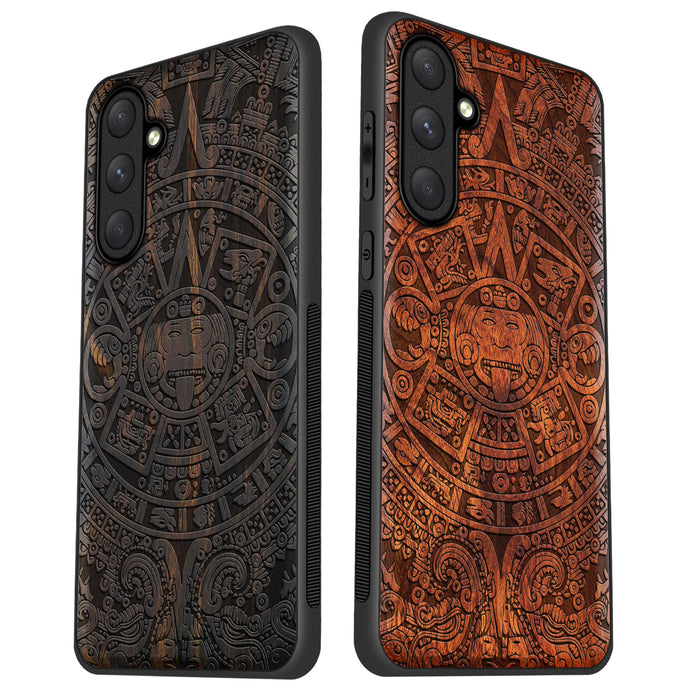 The Maya Calendar, Classic Engraved Wood & TPU Case - Artisanal Cover for Samsung Galaxy