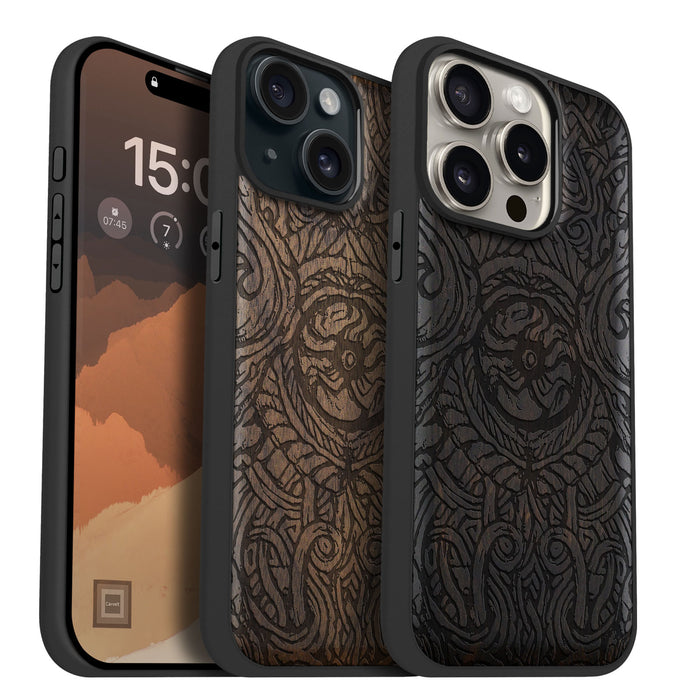 Futhark Letters, Classic Engraved Wood & TPU Case - Artisanal Cover for Apple iPhone