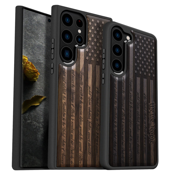 Classic Engraved Wood & TPU Case - Artisanal Cover for Samsung Galaxy