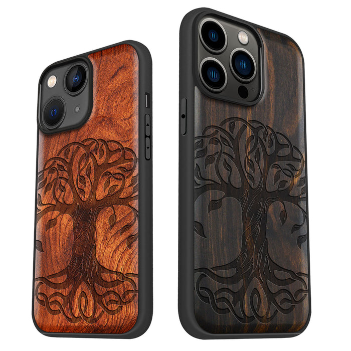 The Celtic Tree of Life, Classic Engraved Wood & TPU Case - Artisanal Cover for Apple iPhone