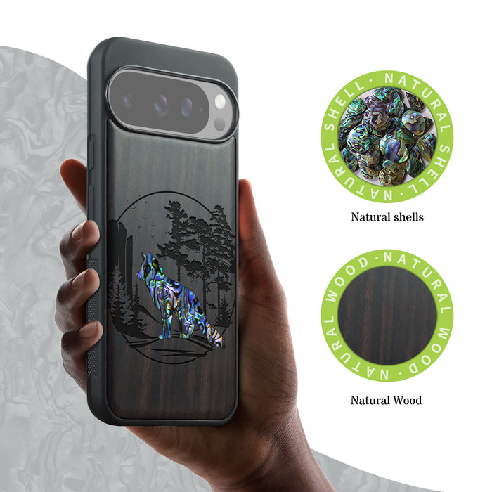 A Journey Through the Forest, Hand-Inlaid Wood & Mother of Pearl Case - Artisanal Cover for Google Pixel