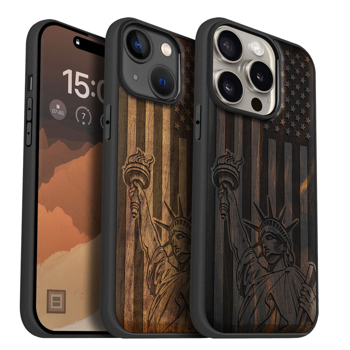 Classic Engraved Wood & TPU Case - Artisanal Cover for Apple iPhone