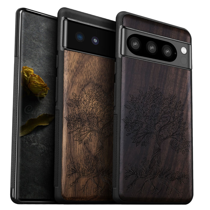 The Fairy Tree Line Art, Classic Engraved Wood & Tpu Case - Artisanal 