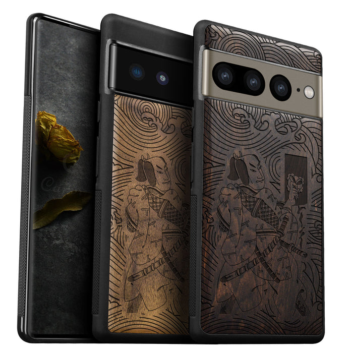 Blade and Wave, Classic Engraved Wood & TPU Case - Artisanal Cover for Google Pixel